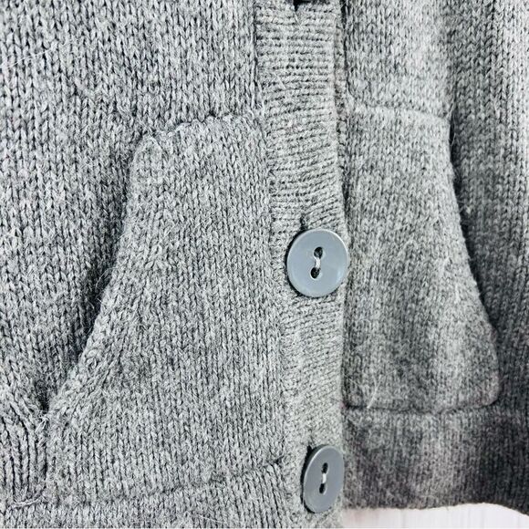 Vintage INC International Concepts Sweater Hooded Solid Button Front Gray M - Picture 4 of 4